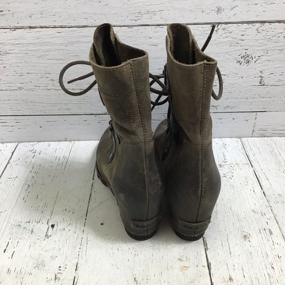 Sorel Joan of Arctic Hidden Wedge Lace Up Leather Boots Size 8 - Picture 9 of 11